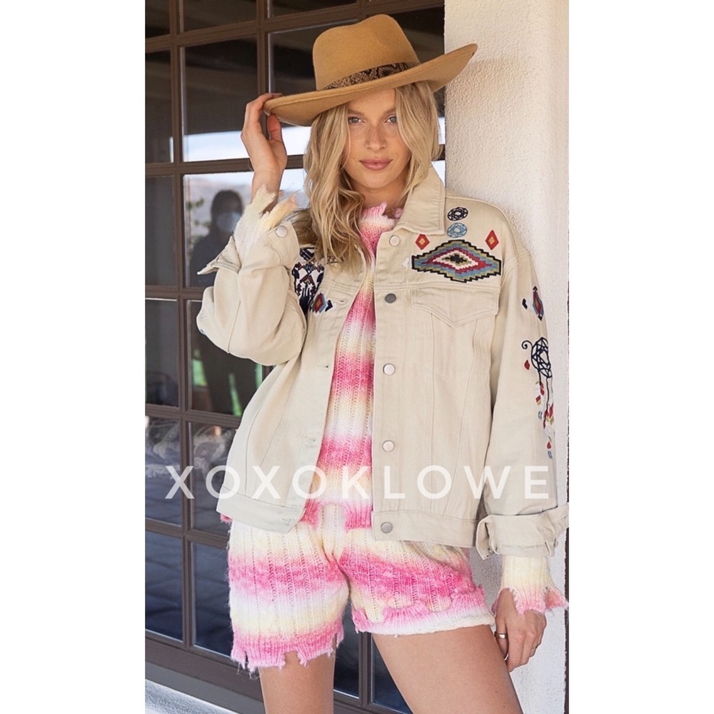 POL Pink Yellow Cream Striped Sweater Shorts Set | Lightweight Boho Lounge